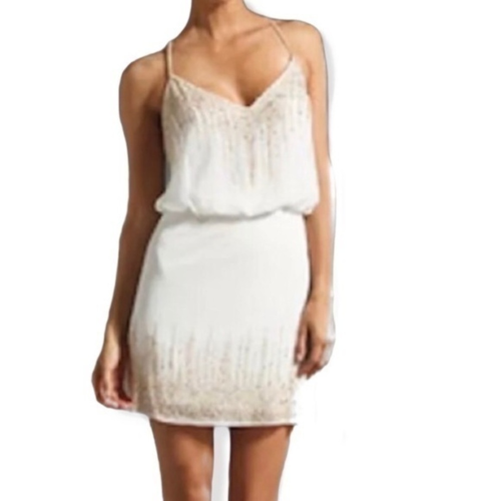 Yumi Kim Cream Color Sequin Dress Size Med…